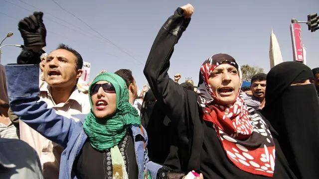 ইয়েমেনে ২০১১ সালের বিক্ষোভে যোগ দেয়া কয়েকজন নারী।