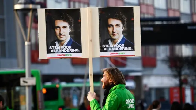 Partidario de Jesse Klaver en Leiden, Holanda