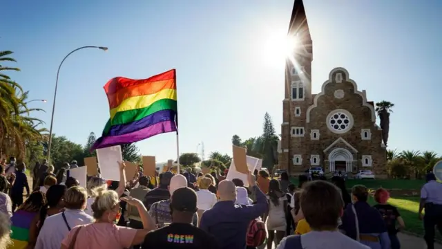Manifestación en Namibia.