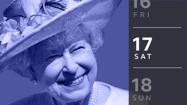 Queen Elizabeth II next to a calendar showing the day's date