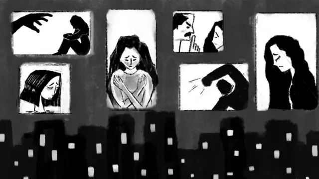 رسم تعبيري للعنف ضد المرأة