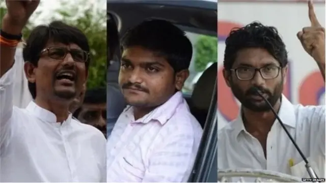 अल्पेश ठाकुर, हार्दिक पटेल और जिग्नेश मेवाणी