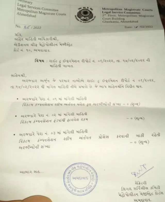 બીબીસી ગુજરાતીની તપાસ અને માહિતી અધિકારની અરજીઓના જવાબોના વિશ્લેષણ બાદ એવું જાણવા મળ્યું છે કે માત્ર એક-બે જિલ્લામાં જ નહીં. પરંતુ સમગ્ર દેશમાં મહિલાઓ વિરુદ્ધ થયેલા ગુનાની બાબતે વળતરનું પ્રમાણ નોંધપાત્ર રીતે ઓછું છે