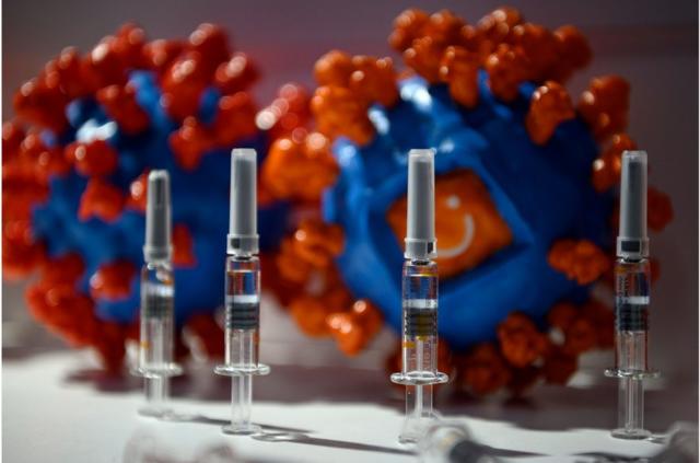 图为在中国国际服务贸易交易会上展示的北京科兴中维生物技术公司Sinovac的"克尔来福"灭活疫苗。