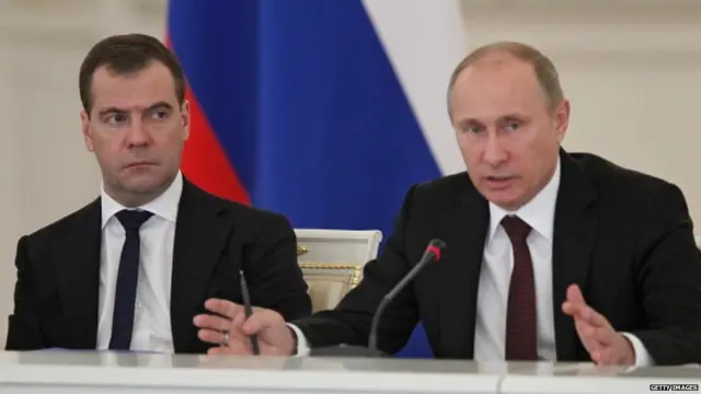 रशियाचे माजी राष्ट्राध्यक्ष दिमित्री मेद्वेदेव आणि विद्यमान अध्यक्ष व्लादिमिर पुतिन