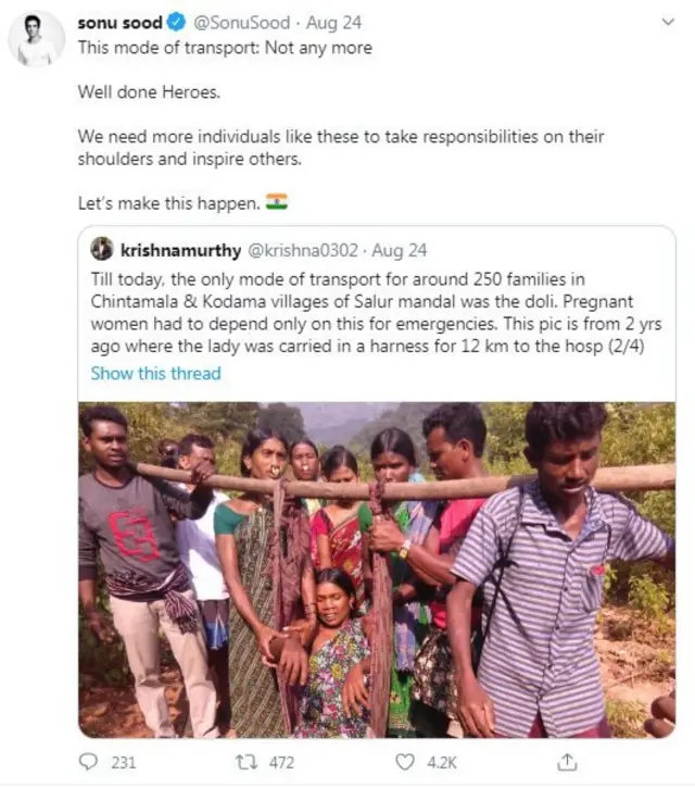 சோனு சூட் செயல்களால் கவரப்பட்ட பழங்குடியின இளைஞர்கள்