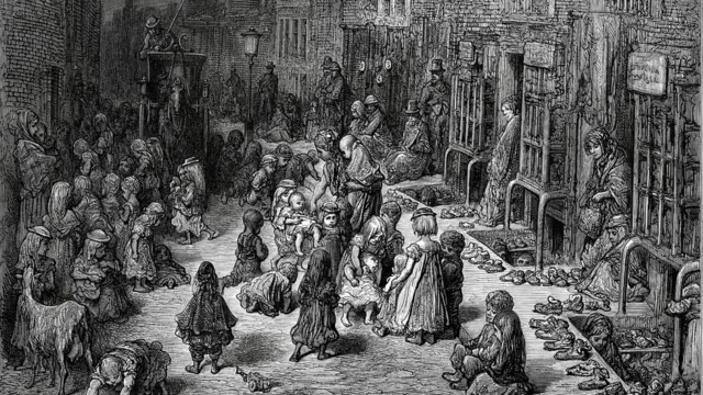 Гравюра 1870 года: Дадли-стрит, одна из лондонских трущоб