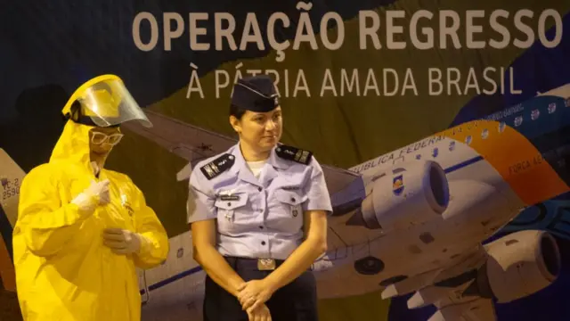 Recepción de los brasileños repatriados de China.