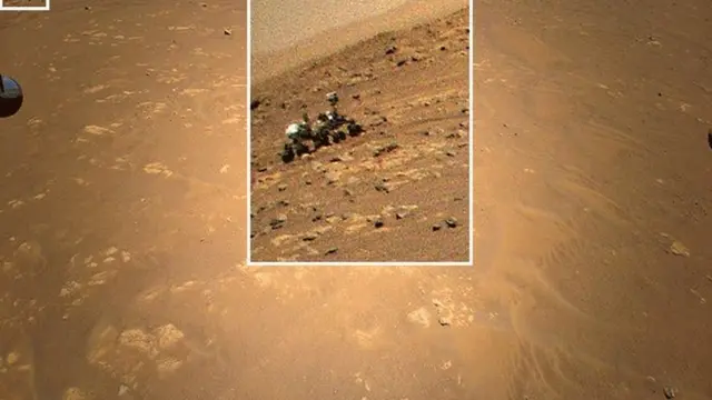 ઇન્જેન્યુનિટીએ પોતાની ત્રીજી ઉડાનમાં પર્સિવિયરન્સની તસવીર ખેંચી હતી. તે સમયે આ નાનકડું હેલિકૉપ્ટર રોવરથી 5 મીટરની ઊંચાઈએ ગયું હતું અને તેણે 85 મીટર સુધી તેણે ઉડાન ભરી હતી.