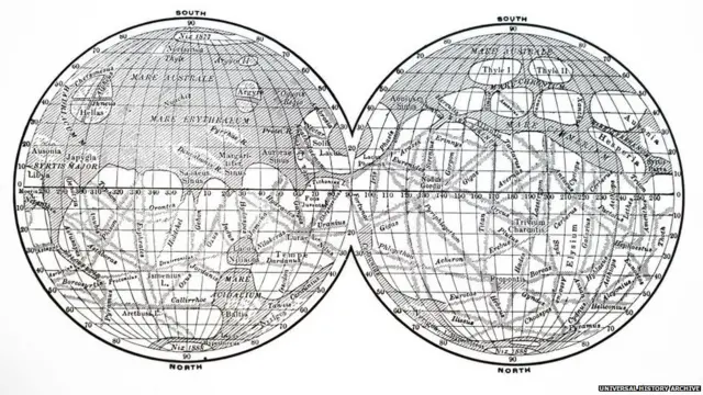 ਜਿਓਵਾਨੀ ਸ਼ਿਆਪਰੇਲੀ ਵੱਲੋਂ ਬਣਾਇਆ ਗਿਆ ਮੰਗਲ ਗ੍ਰਹਿ ਦਾ ਚਿੱਤਰ ਸਭ ਤੋਂ ਪਹਿਲਾਂ 1888 ਵਿੱਚ ਛਪਿਆ ਸੀ