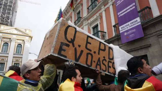 Manifestantes na Bolívia