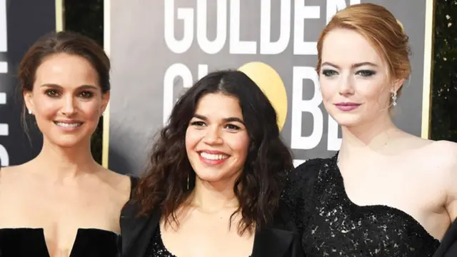 الممثلات ناتالي بورتمان وأمريكا فيريرا وايما ستون في الحفل