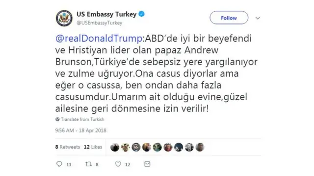 Büyükelçiliğin mesajı