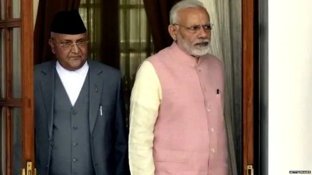 भारतीय प्रधानमंत्री नरेंद्र मोदी और नेपाल के प्रधानमंत्री के पी शर्मा ओली