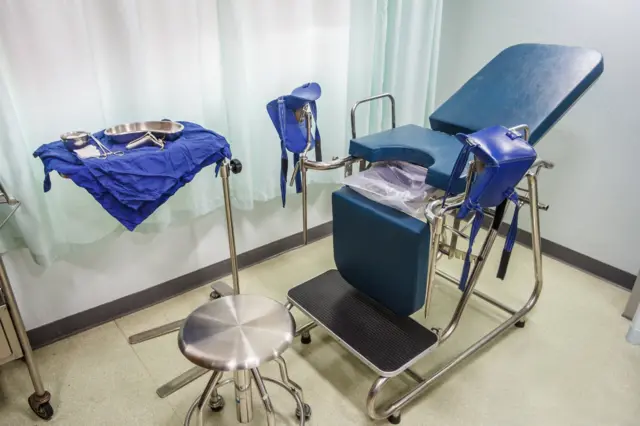 Гинекологическое кресло и инструменты