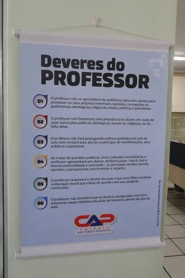 Cartaz sobre os seis deveres do professor