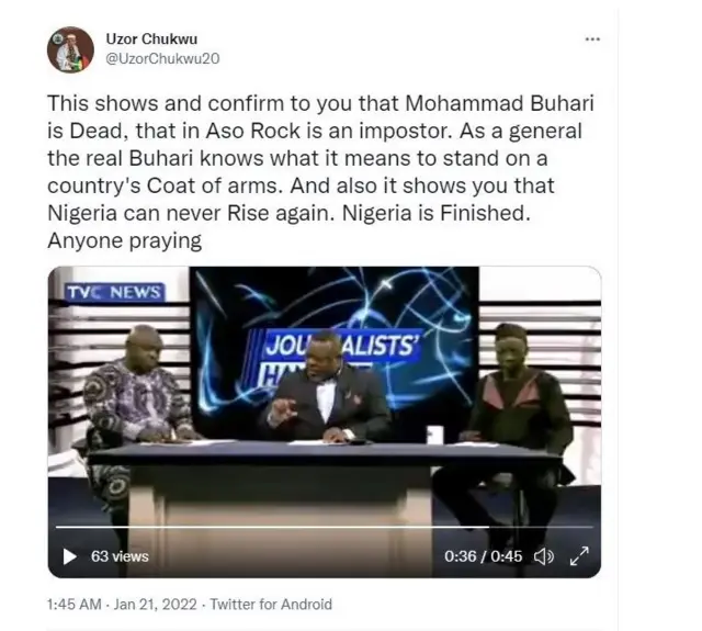 Ohun ti Uzor Chukwu gbe soju opo Twitter rẹ