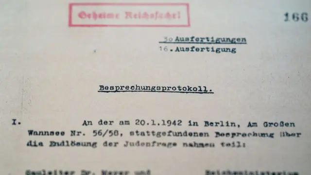 La portada del Protocolo de Wannsee