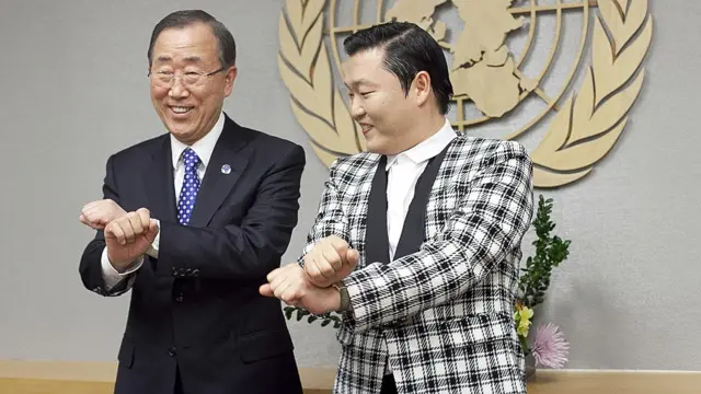 Ban Ki-Moon y Psy en la ONU