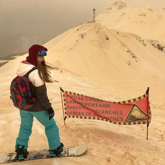 Snowboarder in the Russian Caucasus