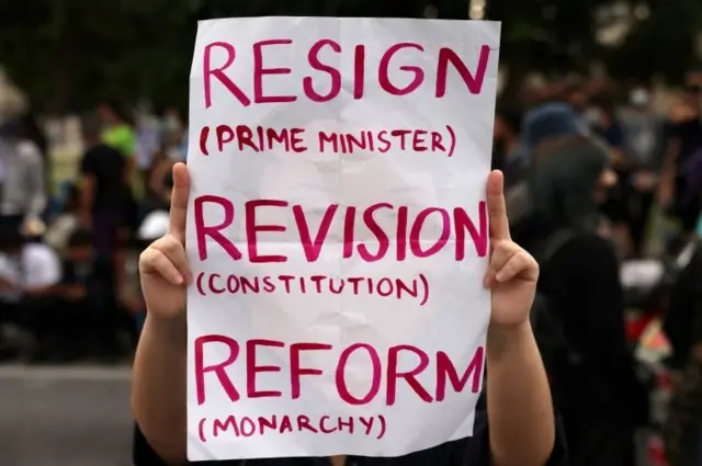 A pro-democracy protester attends an anti-government protest, in Bangkok, Thailand October 21, 2020