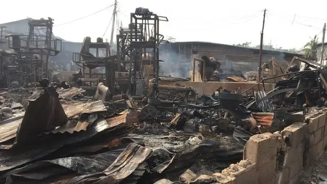 Machine wey fire don burn down for factory
