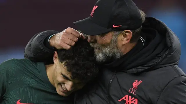 Stefan Bajcetic and Jurgen Klopp