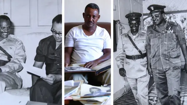 (ከግራ ወደ ቀኝ) ኮ/ል አጥናፉ ከሱዳኑ የቀድሞው ፕሬዚዳንት ኑሜሬ ጋር፣ ሱራፌል አጥናፉ፣ ሻለቃ አቡል ጋሲም ከሻለቃ አጥናፉ ጋር