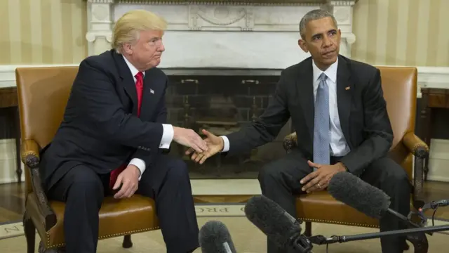 Trump ve Obama Oval Ofis'te