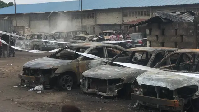 burnt vehicles