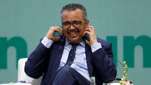 테워드로스 거브러여수스 세계보건기구(WHO) 사무총장은 모더나 연례 총회에서 사전 녹화된 영상으로 메시지를 전했다