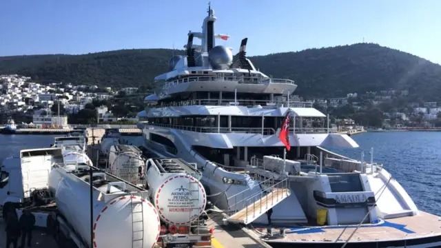 The Amadea refuelling in Turkey in 2020