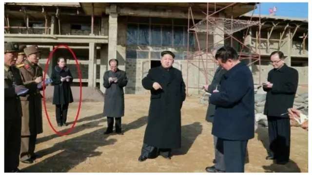 வட கொரிய தலைவரின் தங்கை கிம் யோ-ஜாங் (வட்டமிடப்பட்டுள்ளவர்)