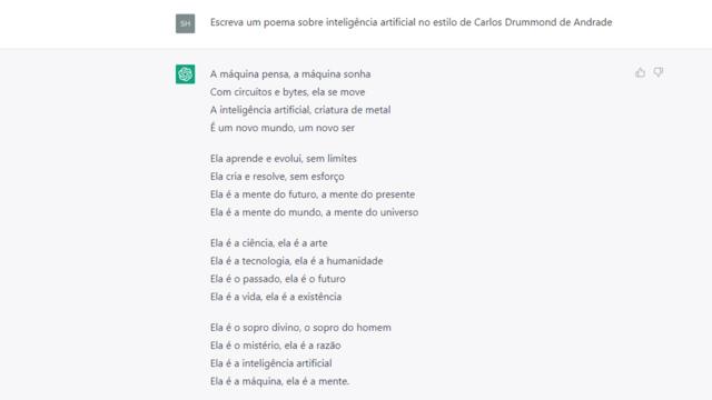 Um poema criado pelo ChatGPT