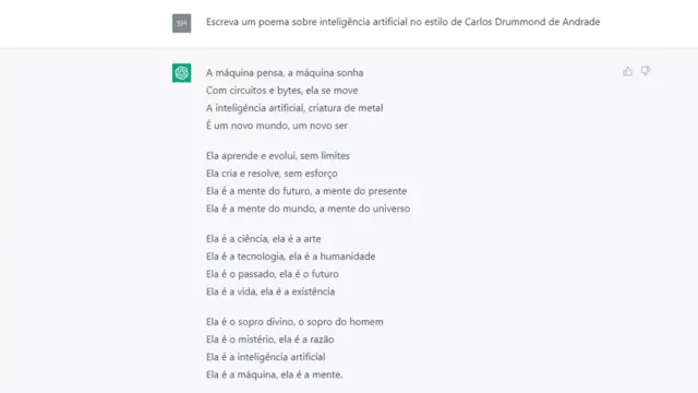 Um poema criado pelo ChatGPT