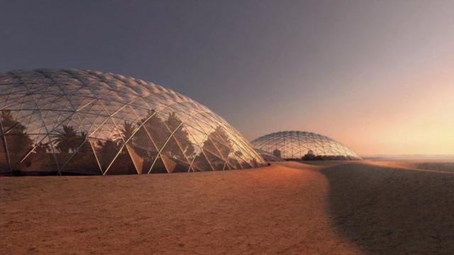 Эскиз того, как будут выглядеть купольные лаборатории в пустыне