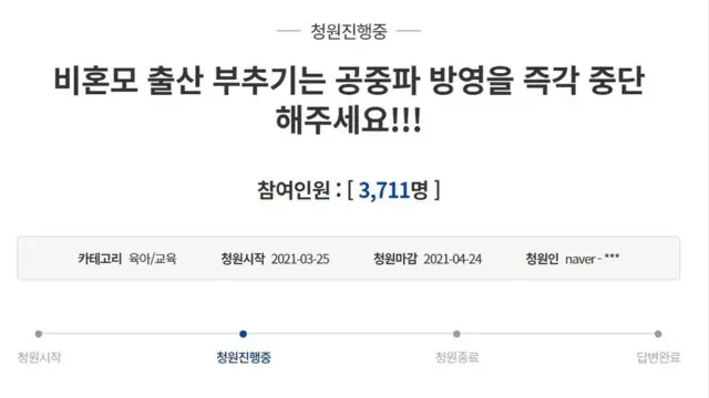 지난 3월 25일 청와대 국민청원 게시판에 올라온 청원 글