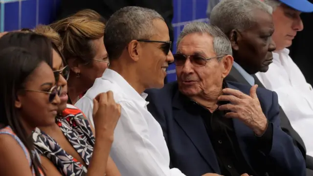 اوباما و کاسترو در کوبا