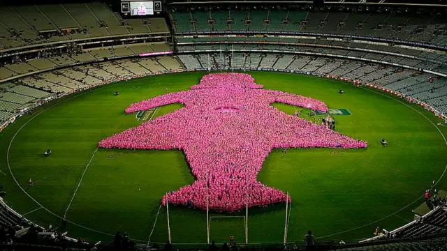 "Поле женщин", созданное в 2010 году на австралийском стадионе для крикета (Мельбурн), чтобы собрать средства для благотворительной организации Breast Cancer Network Australia
