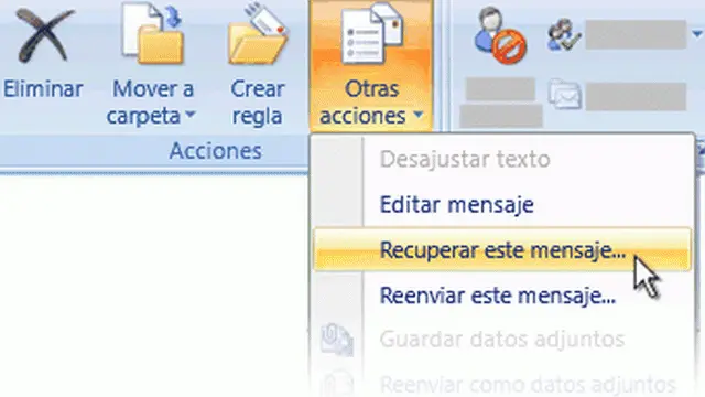 Recuperar mensaje de Outlook