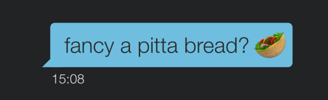 A message on Grindr - fancy a pitta bread?
