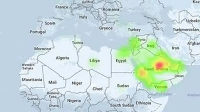رسم توضيحي يظهر البلدان الأكثر استخدما لعبارة " علي عبد الله صالح" وهاشتاغ #مقتل_علي_عبدالله_صالح .