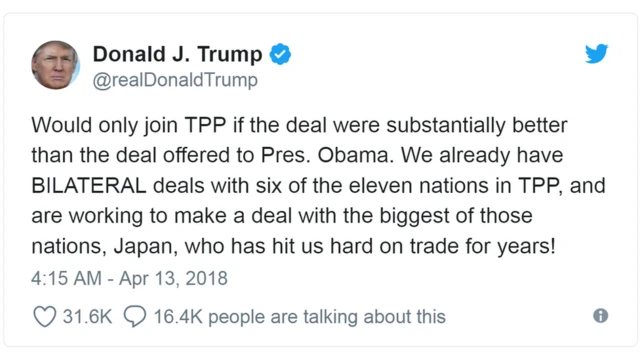 Thông điệp được đăng trên trang Twitter của TT Trump.