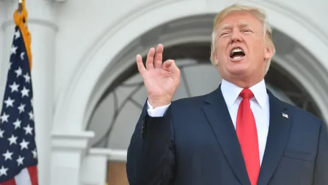 US President Donald Trump speaks to the press at his Bedminster National Golf Club in New Jersey on 10 August 2017