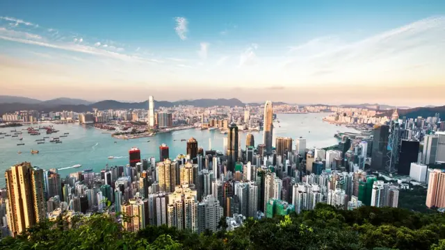 Vista de la bahía de Hong Kong