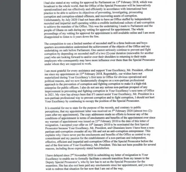 Martin Amidu resignation letter