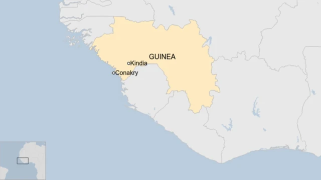 Ikarita ya Guinea yerekana ahabereye igitero mu mujyi wa Kindia