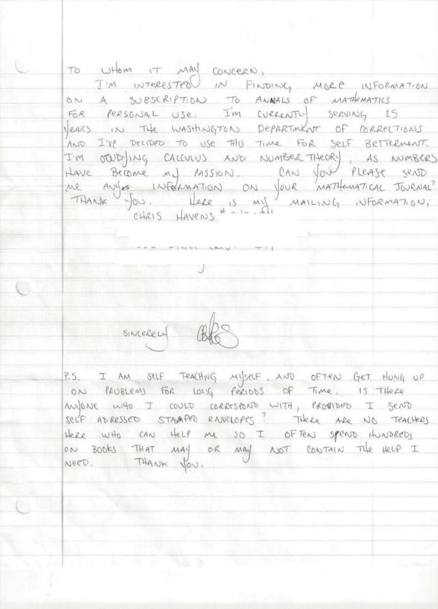 Carta enviada por Havens