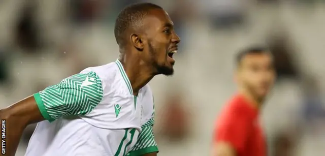 Moussa Djoumoi in action for Comoros
