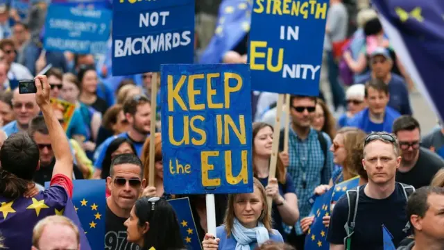 Manifestación a favor de la permanencia británica en la Unión Europea